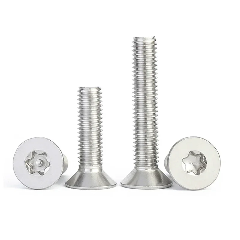 M1.4 M1.6 M2 M2.5 M3 M4 M5 -M12 304 A2-70 Stainless Steel GB2673 Six-Lobe Torx Flat Countersunk Head Screw Machine Security Bolt