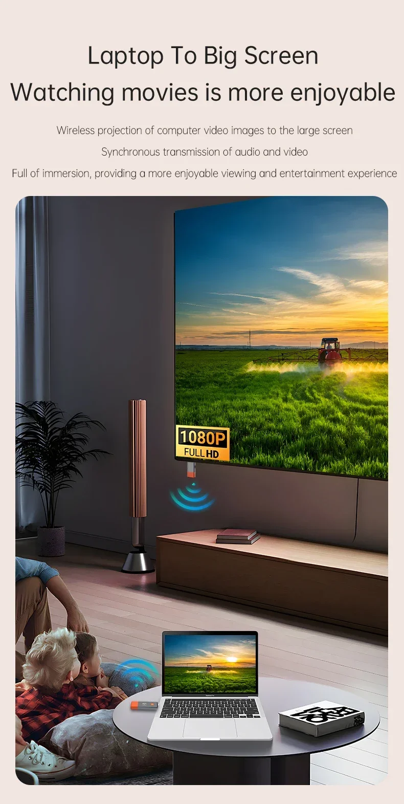 50M Wireless Video Sender Empfänger HDMI-Kompatibel Extender TV Stick Bildschirm Spiegel Adapter Schalter DVD PC Zu TV projektor – Detail 5
