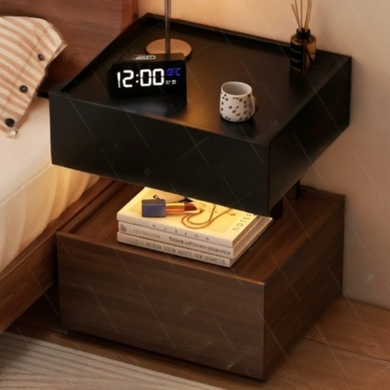 Modern Luxury Bedside Tables Suspended Black Walnut Unique Bedside Tables Wooden Mid Century Muebles Para Hogar Home Furniture