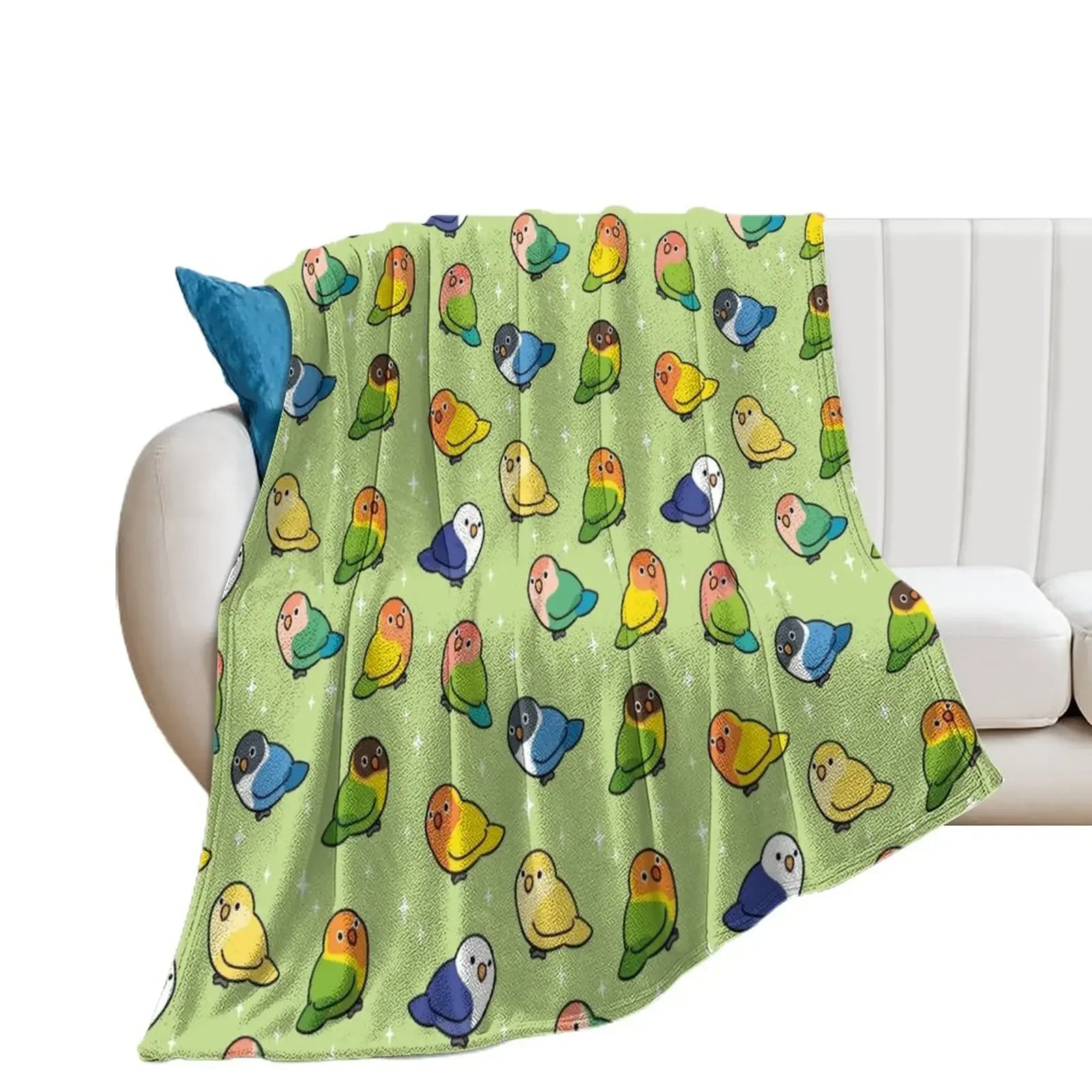 Tiny Lovebirds in green Throw Blanket christmas decoration Softest Blankets