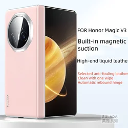 Case For Honor Magic V3 Luxury Liquid Leather Anti-fouling Magnetic Cover For Honor Magic V 3 3V Shockproof Bumper Funda