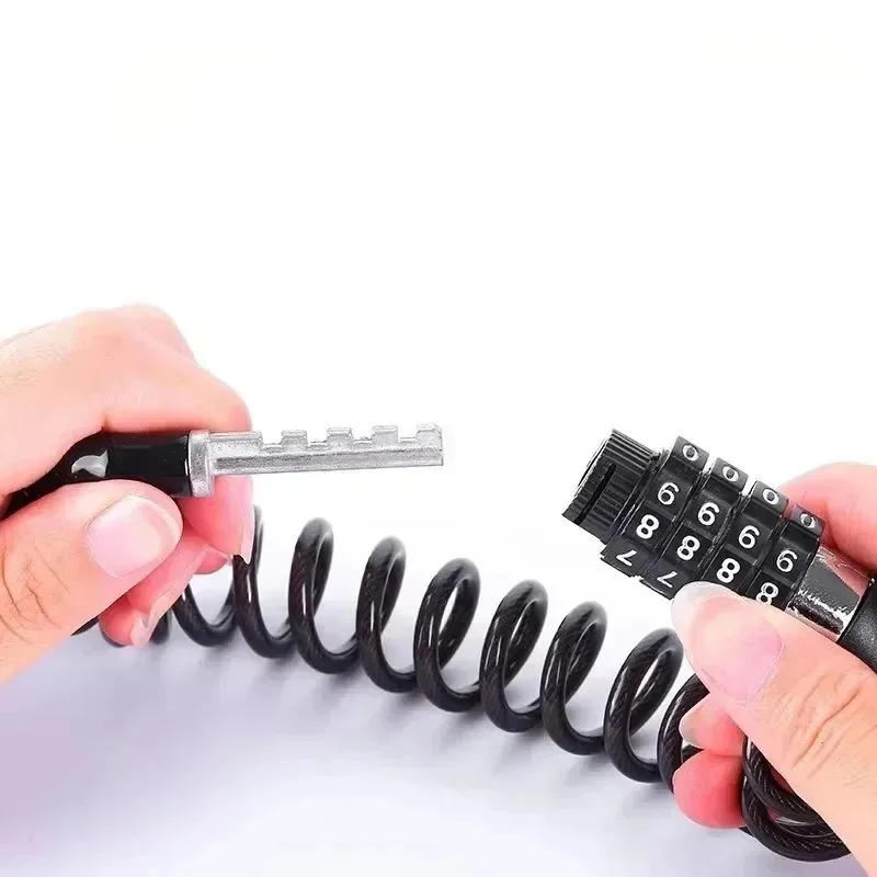 Fio antifurto de 4 dígitos para motocicleta, 1 peça, senha, capacete, corda, durável, portátil, corrente de segurança, bicicleta