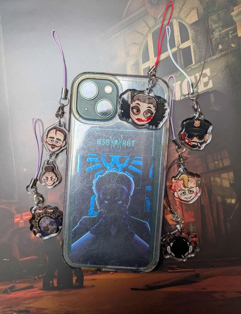 1.5 Inch Dark Survival Cartoon Acrylic Phone Charms, Mini Backpack Pendant Decor Gift