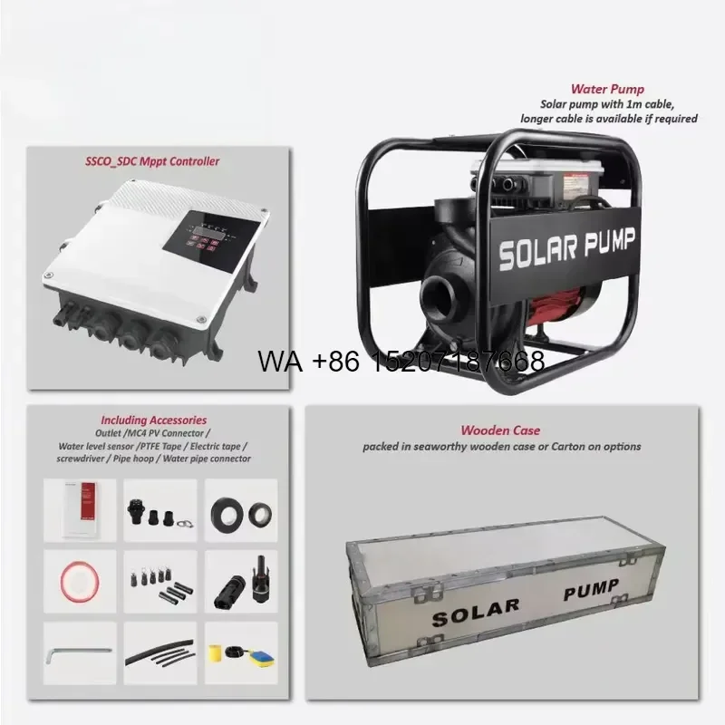 Wmwmnu for Hope Solar AC DC High Pressure Surface Water Pump Complete Set with MPPT Controller Mono Solar Panels 216V 1.5HP