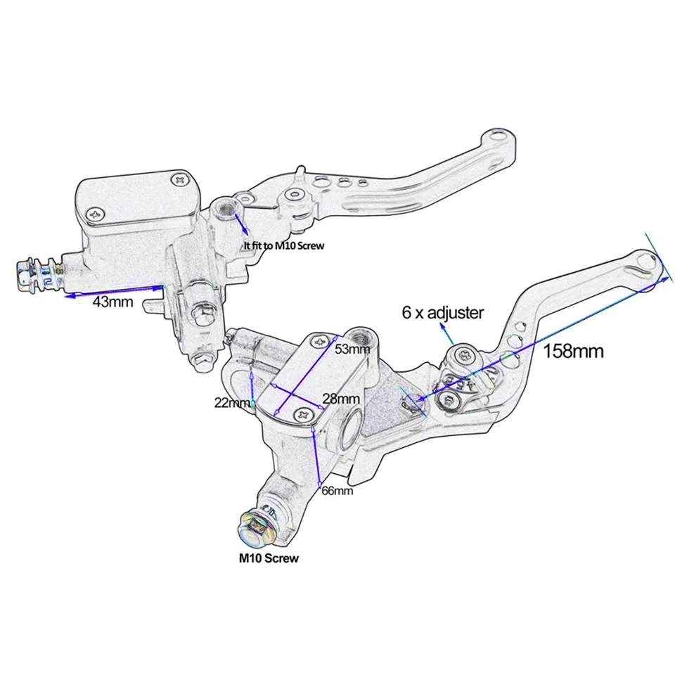 22mm 7/8 Motorcycle Handlebar Master Cylinder Levers  Brake Hydraulic Clutch Pump for Honda SH 125 Yamaha Aerox Kawasaki Pitbike - view 2