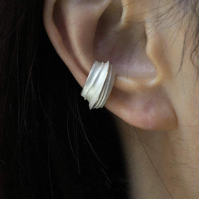 Matte Multi Lines Ear Clip Jewelry Accessories For Women Men Copper Alloy No Hole Ear Cuff Abstract Layered Shape Cool Street St