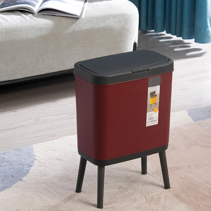 15L for Creative Dustbin High Foot with Lid Large Capacity Press Type Waste Bin Kitchen Garbage Container