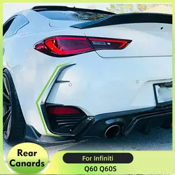 Real Carbon Fiber Car Rear Bumper Canards Fins Splitters for Infiniti Q60 Q60S Coupe 2-Door 2016-2020 Rear Canards