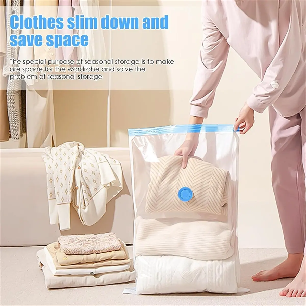 Vacuum Bags for Clothes,Pack of 12,Vacuum Bags Travel 30x40 cm,Vacuum Bags for Clothing, Reusable Storage Bags with Pump &LICG