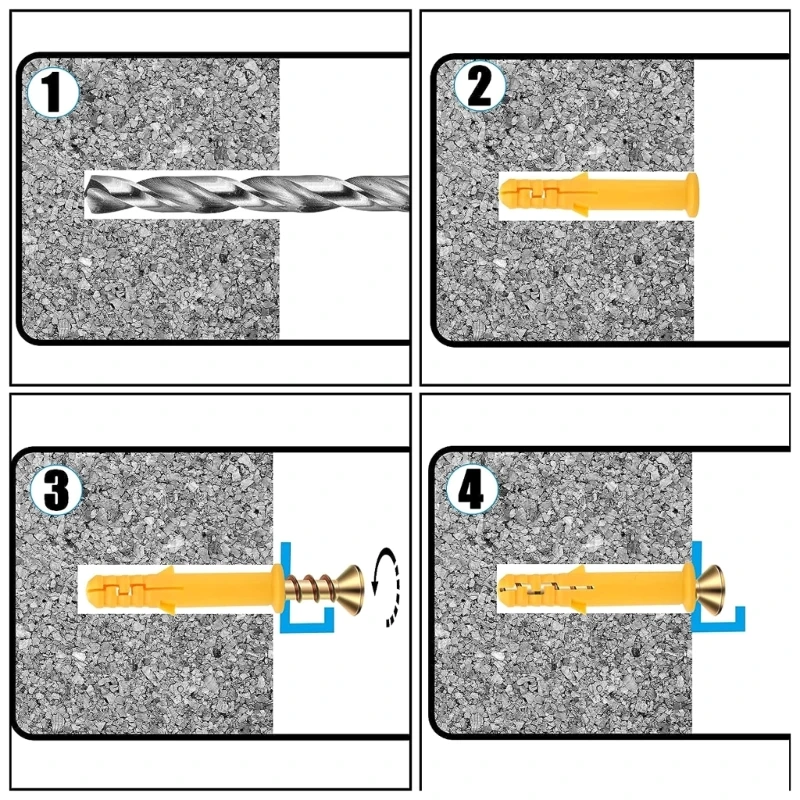 100pcs/set Small Expansion Screws Masonry Screws and Wall Plugs Durable & Reliable Anchoring Solution Simple Installs