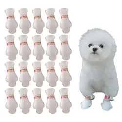 20Pcs Disposable Dog Shoes Covers with Anti-slip Soles Double-layer Sole Shoe Covers Dog Shoes Boots Paw for Outdoor Walking