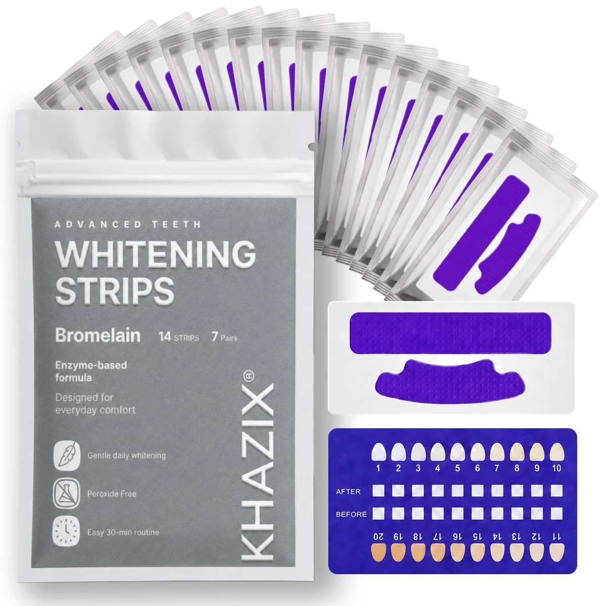1/7 Pairs Teeth Whitening Strips for Whiter-Looking Smile, Flexible Tooth Strips Easy to Apply for Daily Cosmetic Care