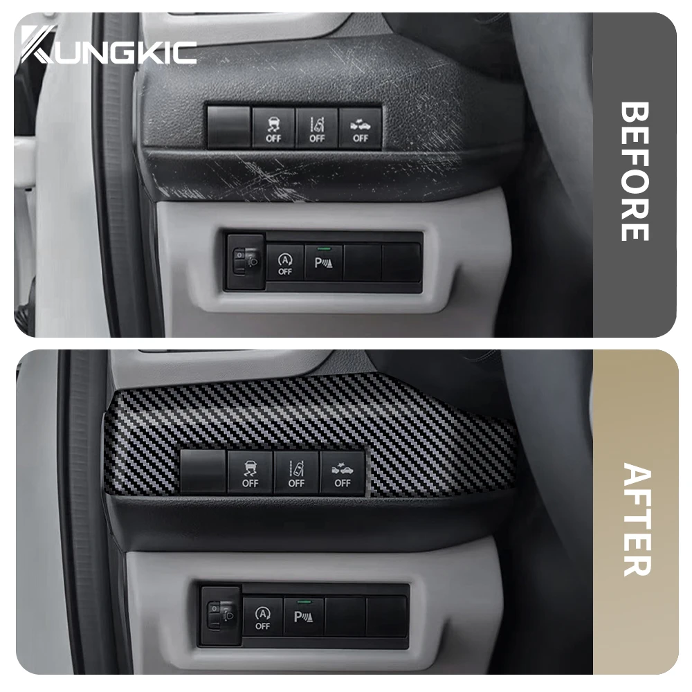 For Suzuki SWIFT 2024 2025 Glossy Black Carbon Fiber Style ABS Car Headlight Adjustment Switch Control Button Cover Accessories
