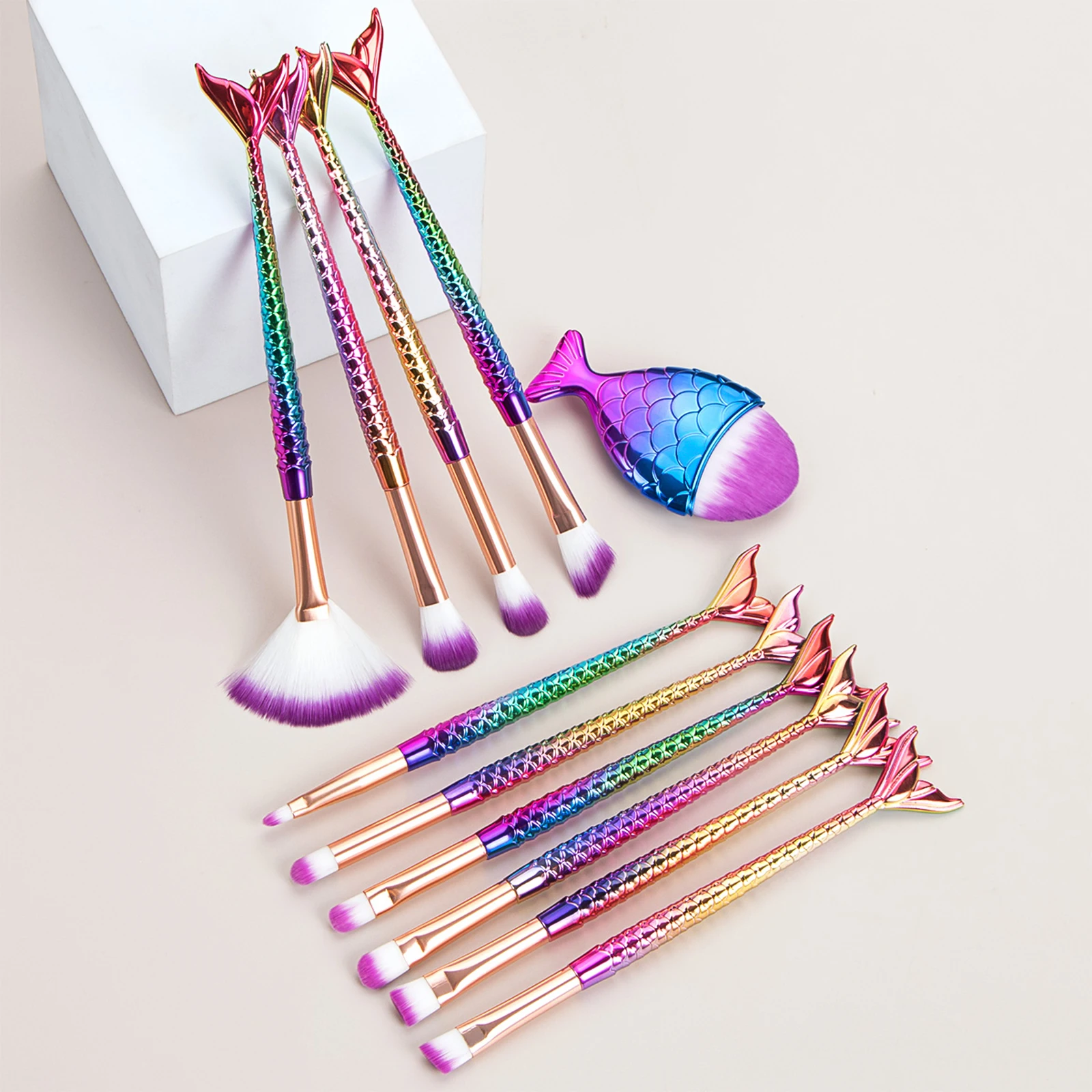 11pcs Makeup Brushes Set Cosmetic Powder Lip brush Foundation Blush Brush Soft Beauty Make Up Eye shadow brush Tool Color Gradie