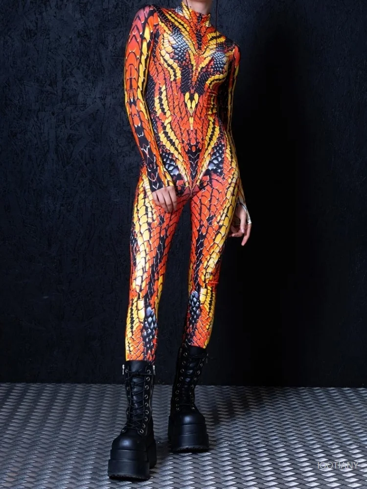 

Lizard Costume Women Bodysuit Unique Animal Festival Stretch Suit Halloween Carnival Costume Cosplay Party Masquerade Jumpsuits