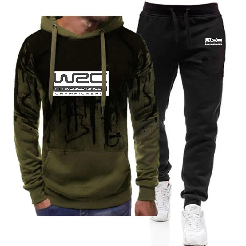 World Rally Championship WRC Men's New Gradient Color Sweater Hooded Tops + Pants Two Piece Suit Tracksuit Casual Sweatpant Sets