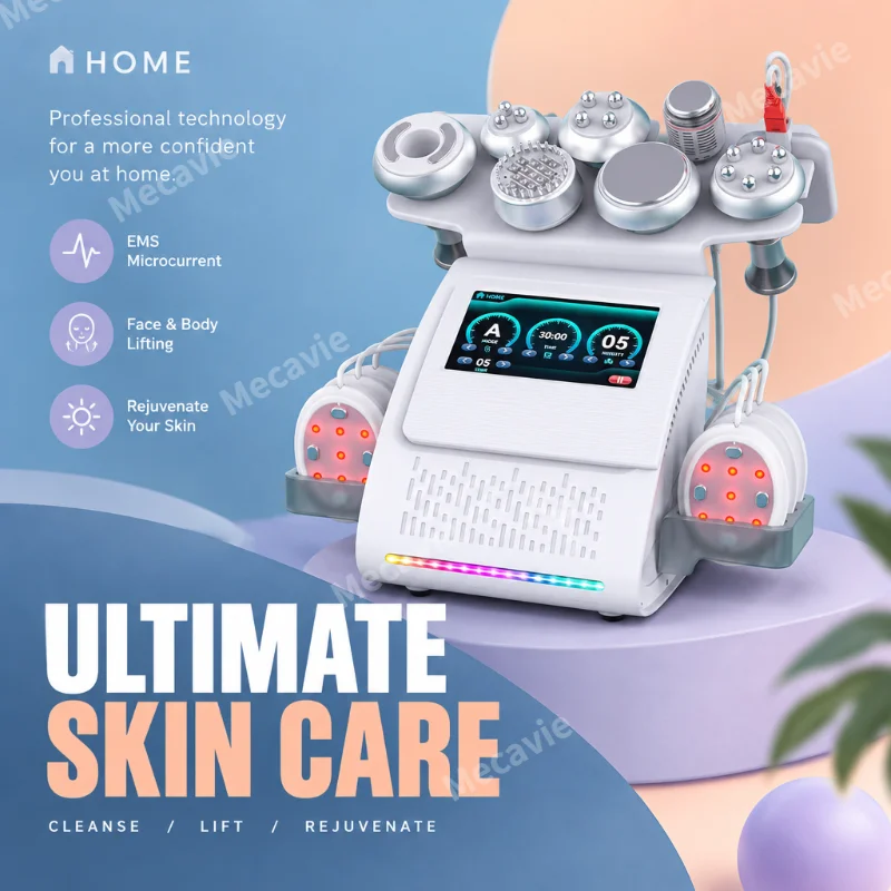 Multi Function Skin Care Machine With Ems Microcurrent Nine Treatment Heads Including Pole Rf K Grease Bursting Pole Rf Rf