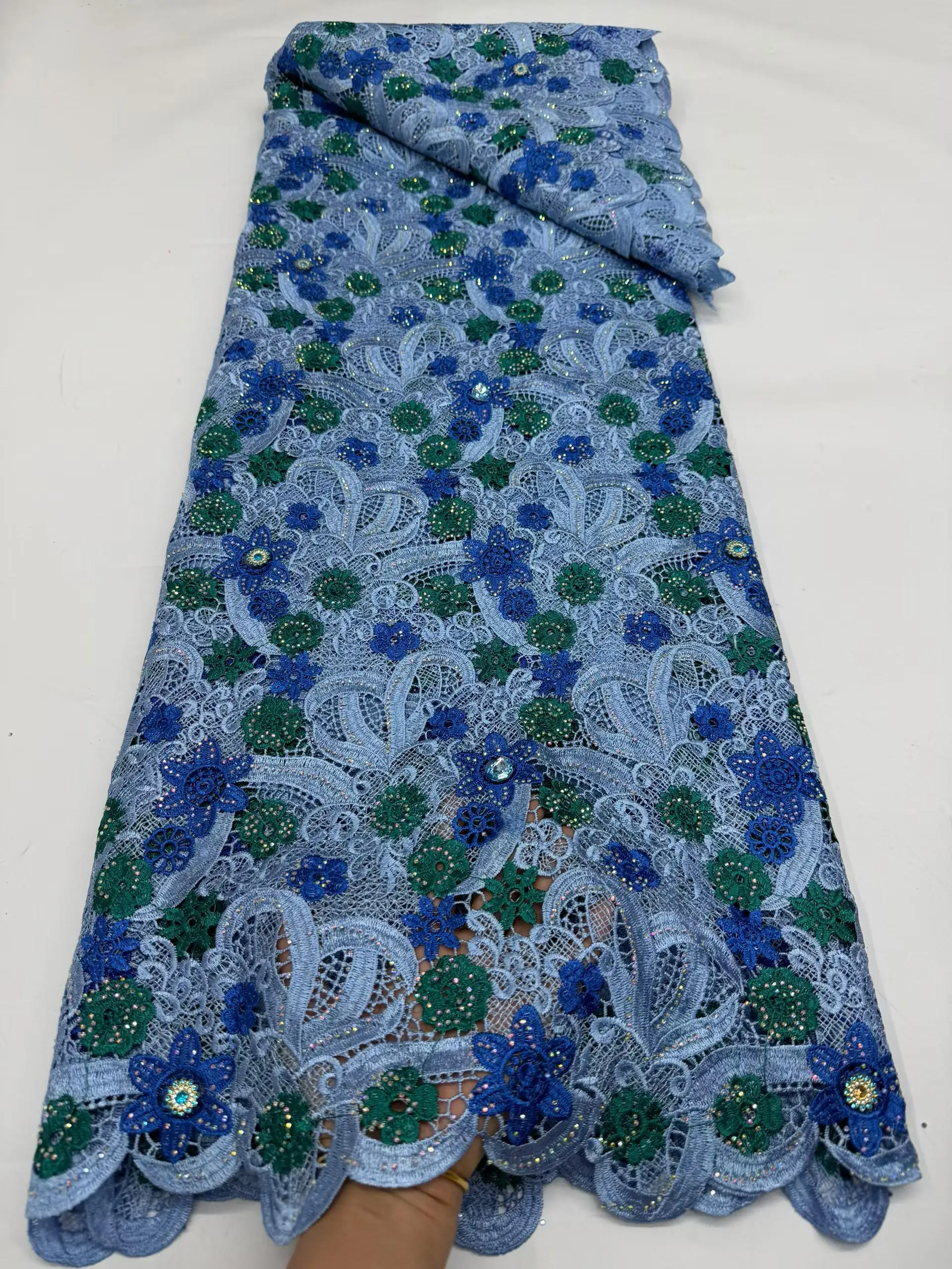 New Big Floral Water Soluble Cotton Guipure Lace Soft Cord Lace Skin Friendly African Embroidery Ceremony Fabric For Celebrants