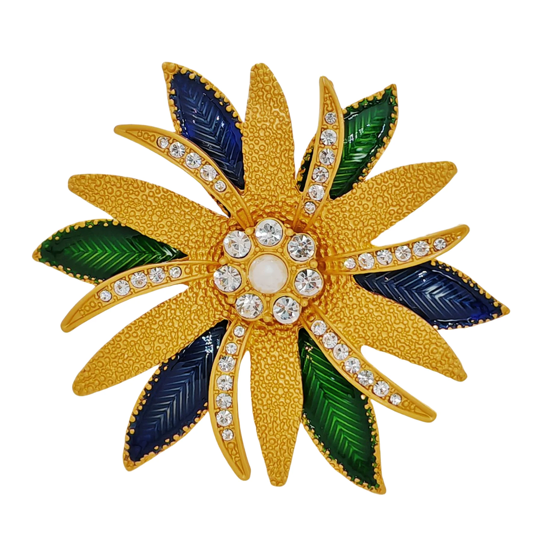 

Gorgeous Trio-tone Burst Flower Brooch Pin Dressy Jewelry