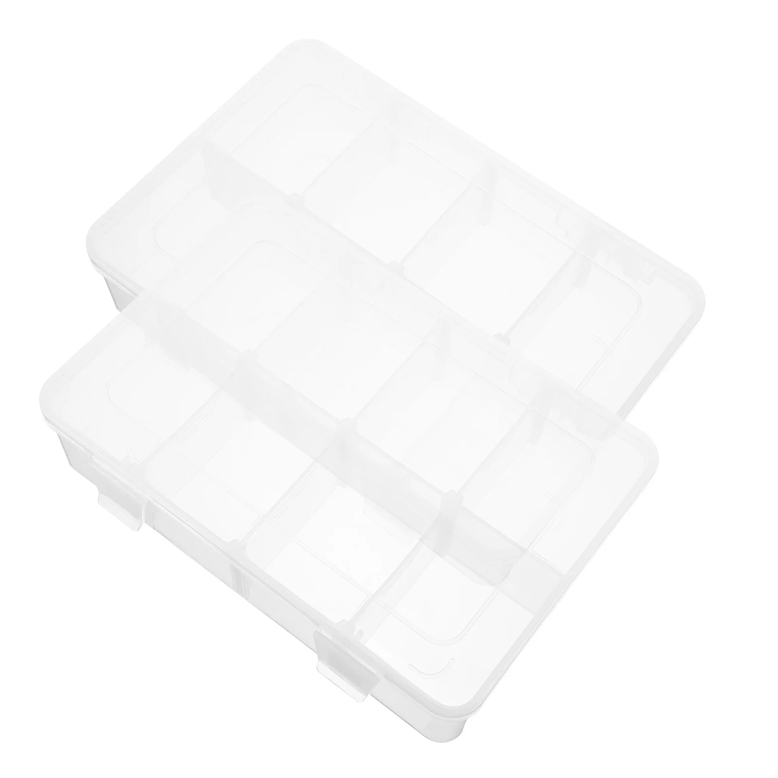 

2Pcs Multi-Compartment Transparent Storage Box Detachable 8-Grid Organizer Case for Beads Jewelry Snacks Electronics Small Parts