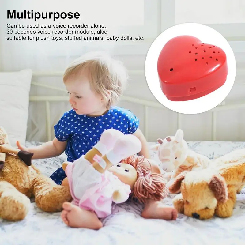 Heart Shaped Voice Recorder Mini Recorder Programmable Sound Button 30 Seconds Recording For Plush Toy Stuffed Animals Doll