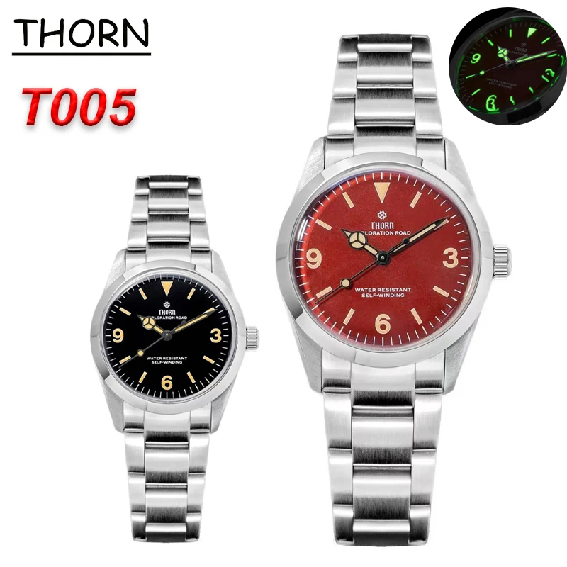 

THORN T005 Vintage 34mm Watch PT5000 Automatic Movement Mechanical Stainless Steel Sapphire Luminous 100M Waterproof Watches