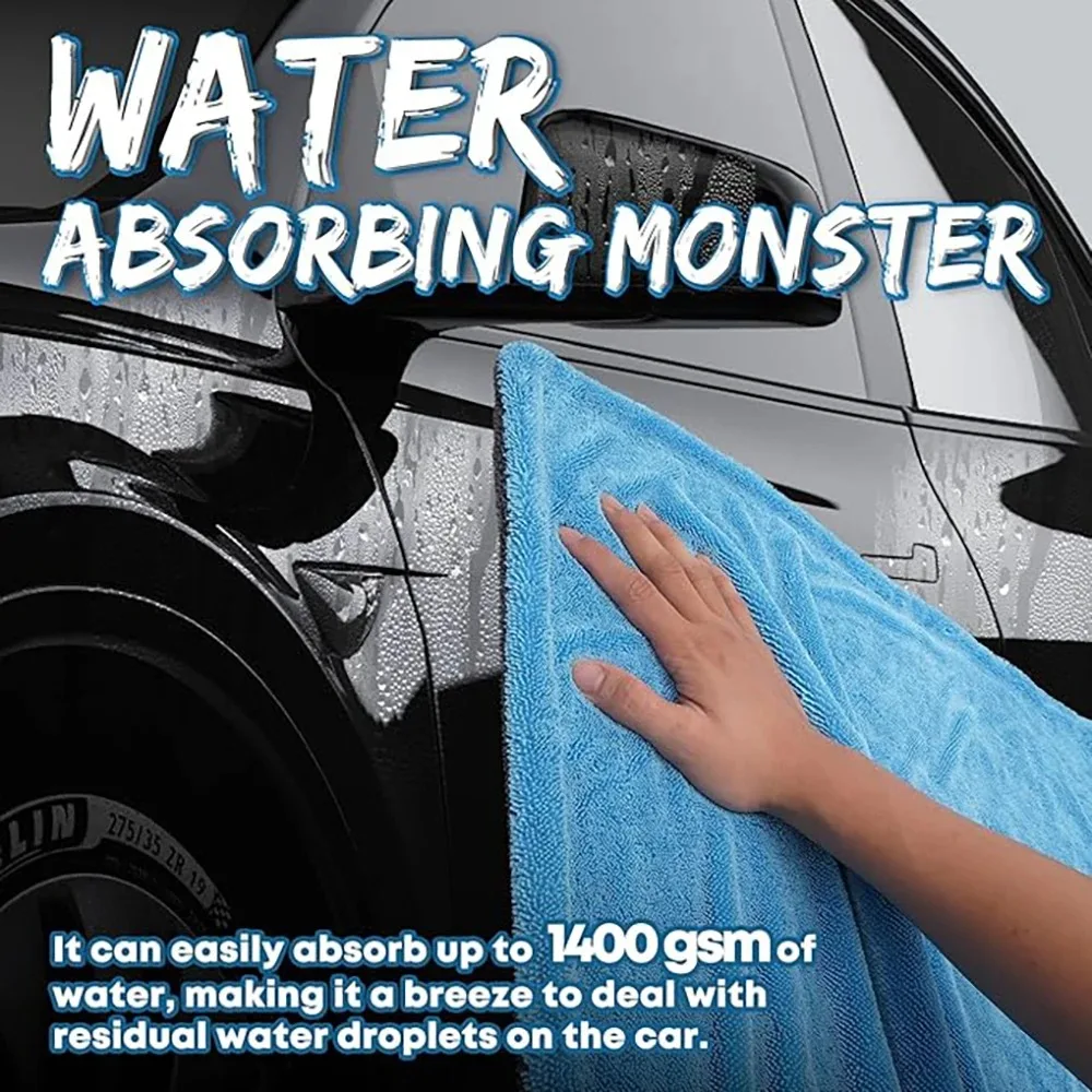 1000GSM Double-Sided Chenille Car Drying Towel Ultra-Absorbent Thick Microfiber Towel for Vehicle