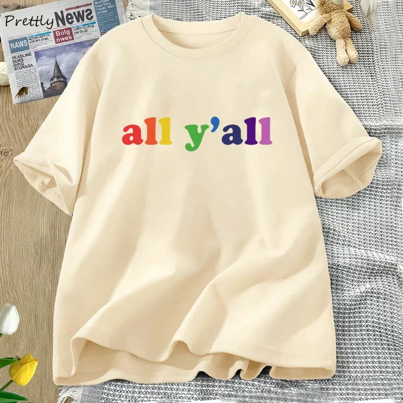 All Y'all Tshirts Rainbow Pride T Shirt LGBT Parade Equality LGBTQ Support Tee Ally Retro Gay Pride Tshirt Cotton Women Clothing