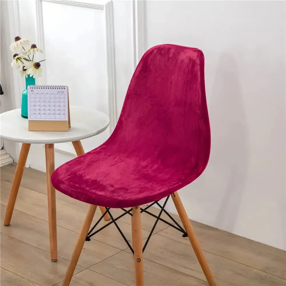 Polyester Shell Chair Cover Solid Color Dining Chair Slipcover Stretch Anti-dust Seat Cover for Living Room Home Accessories