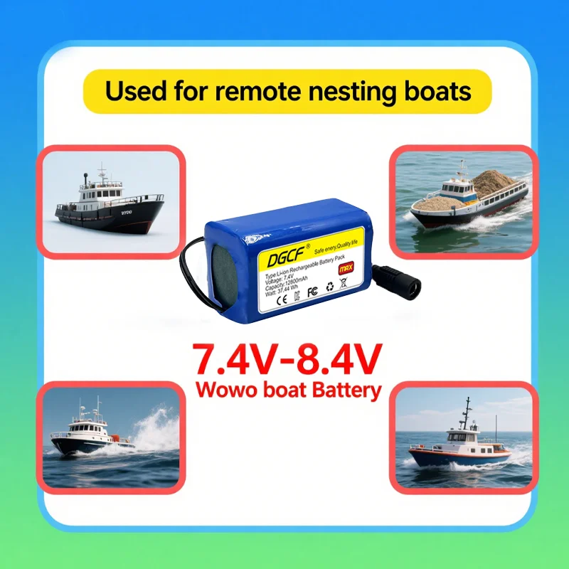 

12.8Ah 7.4V Lithium-ion Battery Pack - Compatible with T188、2011-5、T888、V007、H18、C18, Suitable for Fishing Boats & LED