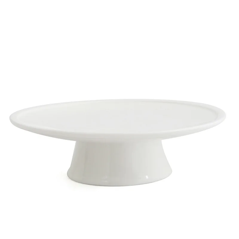 YJQ ceramic tall fruit plate creative simple pure white cake plate dessert small disc characteristic plate