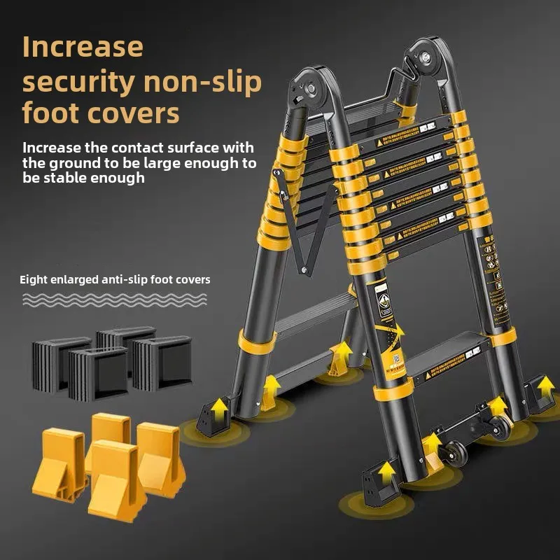 Aluminum Alloy Thickened Telescopic Ladder  Portable Engineering Folding Home Elevating Straight Ladder Herringbone Staircase
