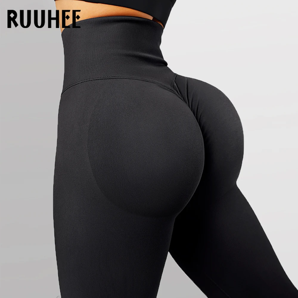 RUUHEE Seamless Womens Leggings Solid Scrunch Butt Lifting Yoga Pant High Waisted Push Up Women Leggings For Fitness