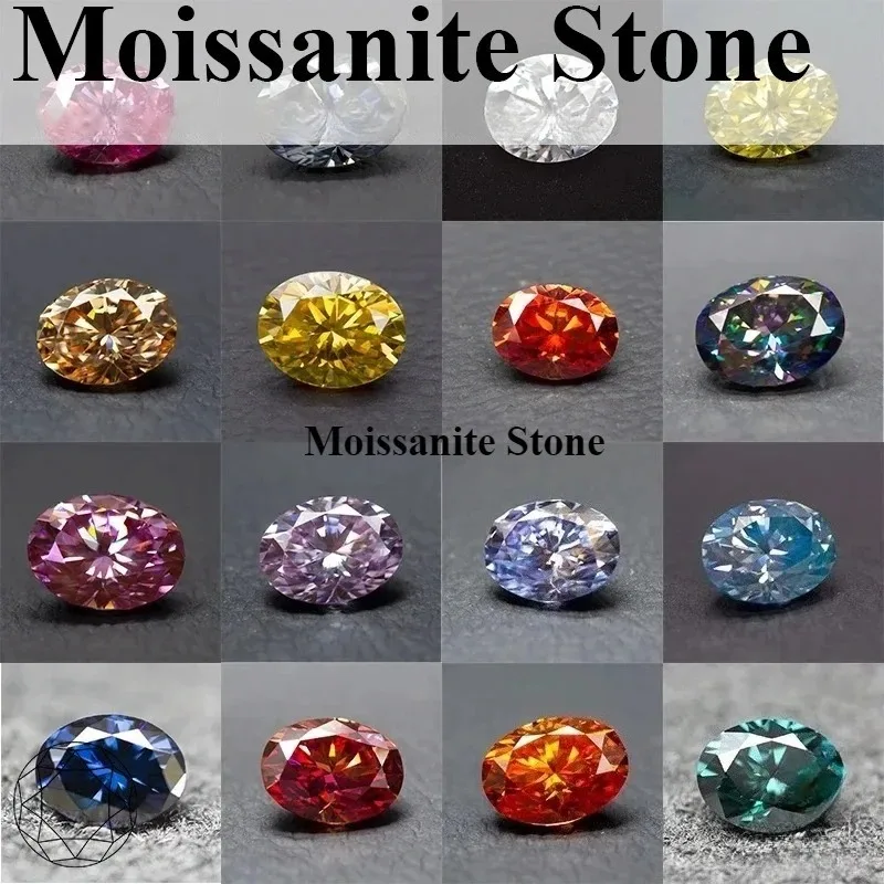 Moissanite Stone Colored Oval Cut Gemstone Lab Grown Synthetic Diamond Advanced Jewelry Making Materials With Certificate