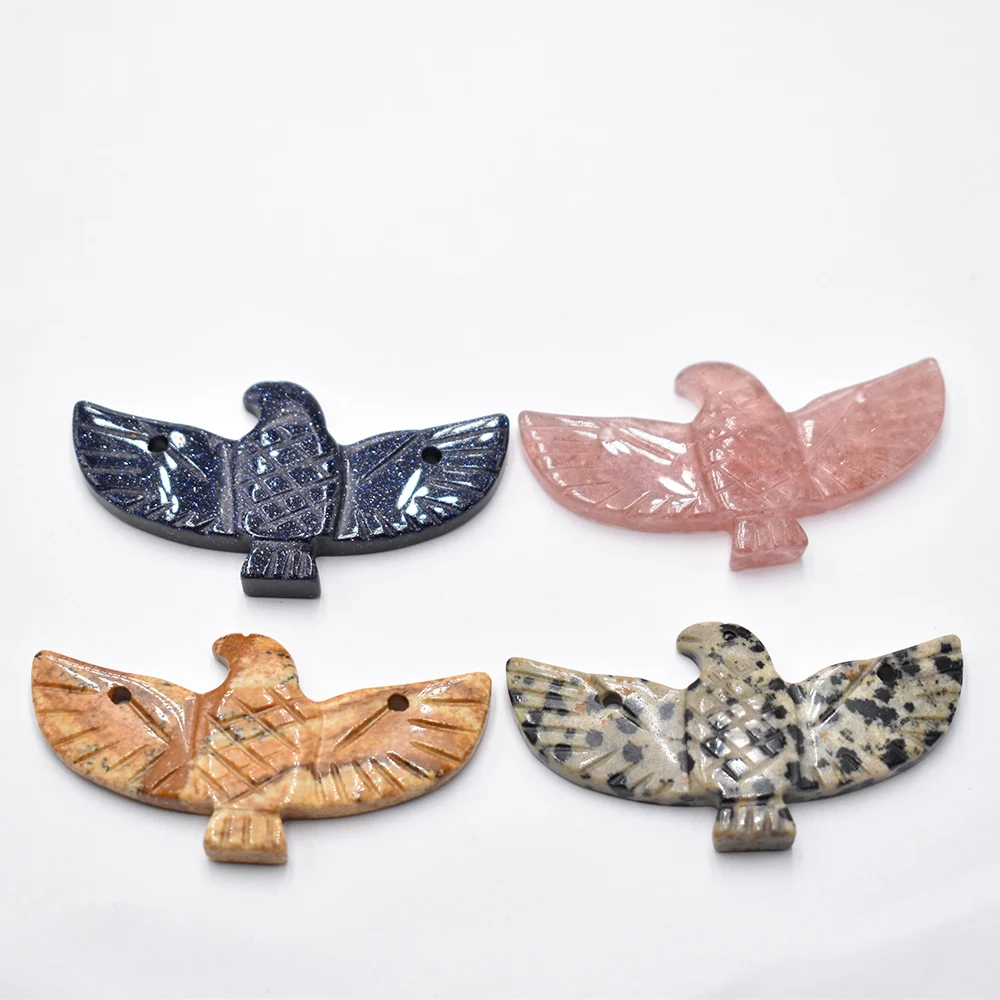 Großhandel 4 Stück/Set Modische geschnitzte Naturstein-Amethyste Lapislazuli Adler-Vogel-Tier-Anhänger für Schmuckherstellung Kostenlos – Detail 11