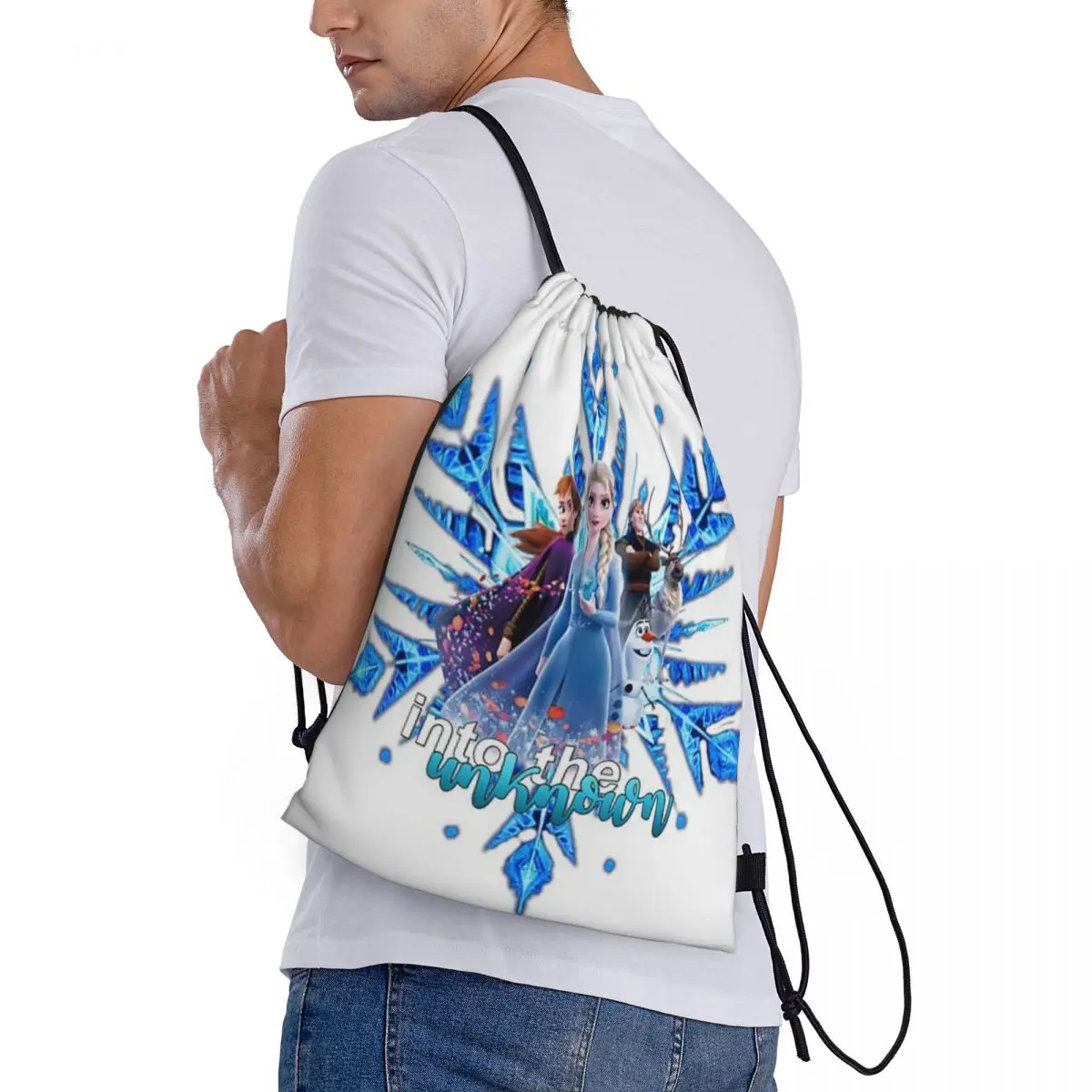 Custom Pattern Logo Drawstring Bag Frozen - Into The Unknown Travel Backpack Student Storage Bag School Bag  ꦫ