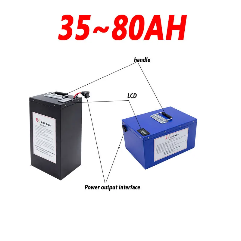 Gtk 60V 20AH 35AH 60AH 80AH Li-ion Lithium Battery ion Rechargeable 17S 62.9V 60volts with BMS For Electric Motorcycle Golf cart