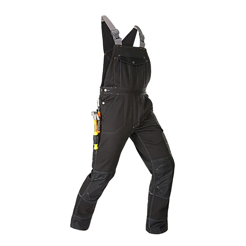 Oxford Overalls with Reflective Stripes Multi Pockets Work Overalls Men Black Reflection Hi Vis Worker Wear Repairman Clothing