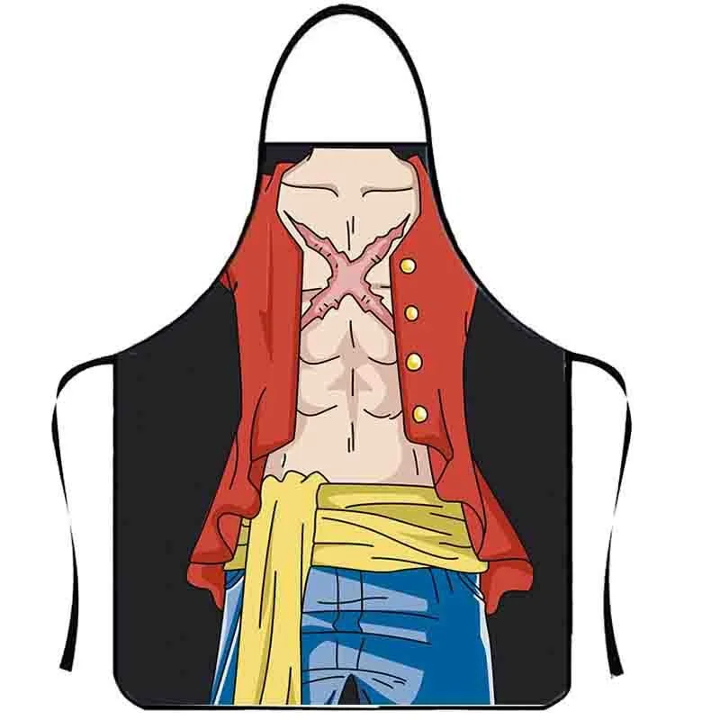 One Pieces Luffy Apron Printed Cartoon Anime Apron Kitchen Cuisine Cooking Baking Household Cleaning Originality Adult Unisex