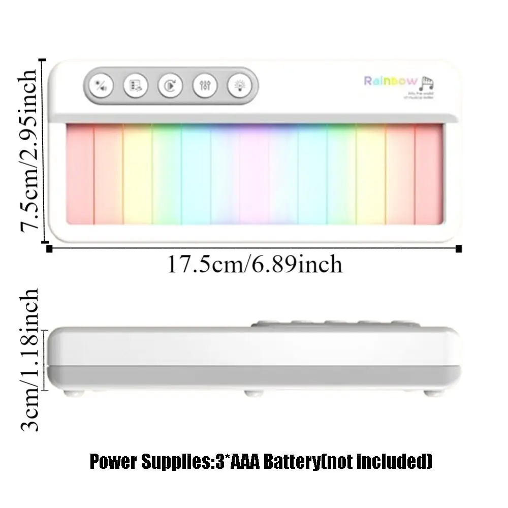 Portatile 13 tasti per bambini Musica per pianoforte Luce colorata per bambini Giocattolo per pianoforte elettronico Apprendimento della musica Tastiera per pianoforte multifunzionale Giocattolo per bambini