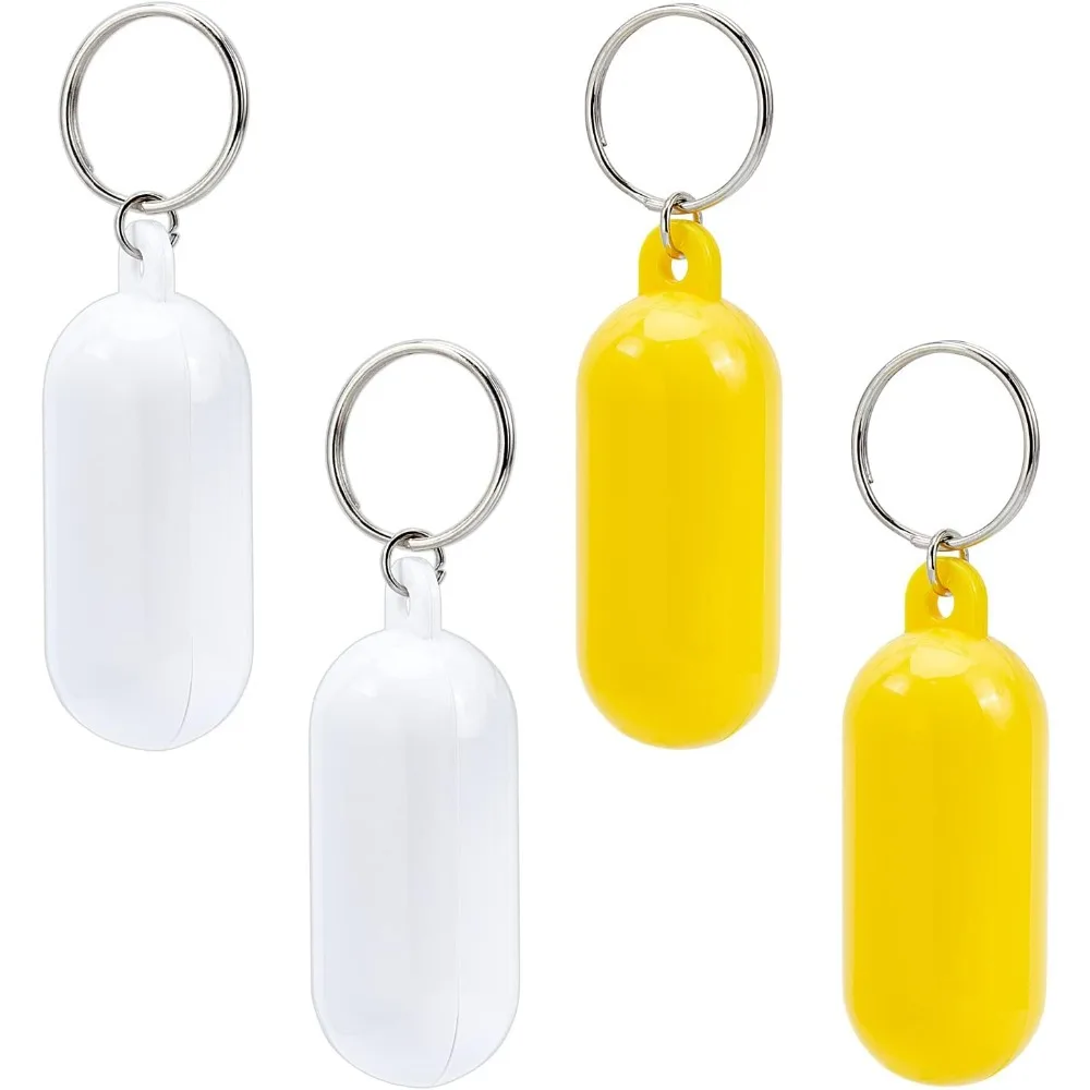 4Pcs Plastic Floating Keychain 3.5 Inch Long Pill-shape Floating Key Ring Floating Key Holder for Boating Fishing Making Kit