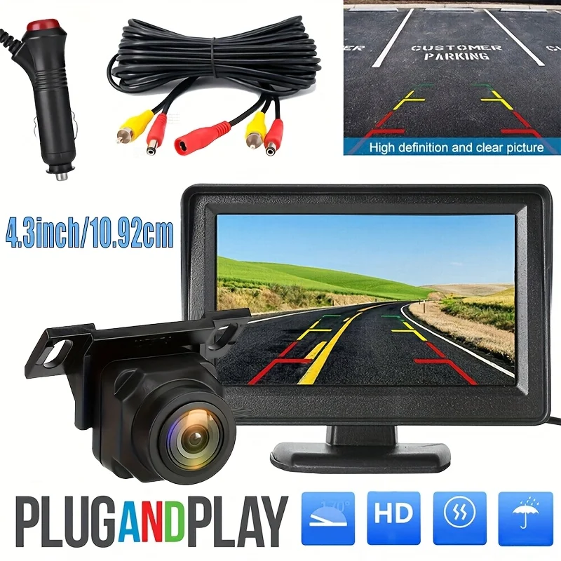 4.3In Car Rear View Camera 2in1 for Upgrade Kit Vehicles with Monitor Kit Backup Camera Guideline Display for Pickup Minivan