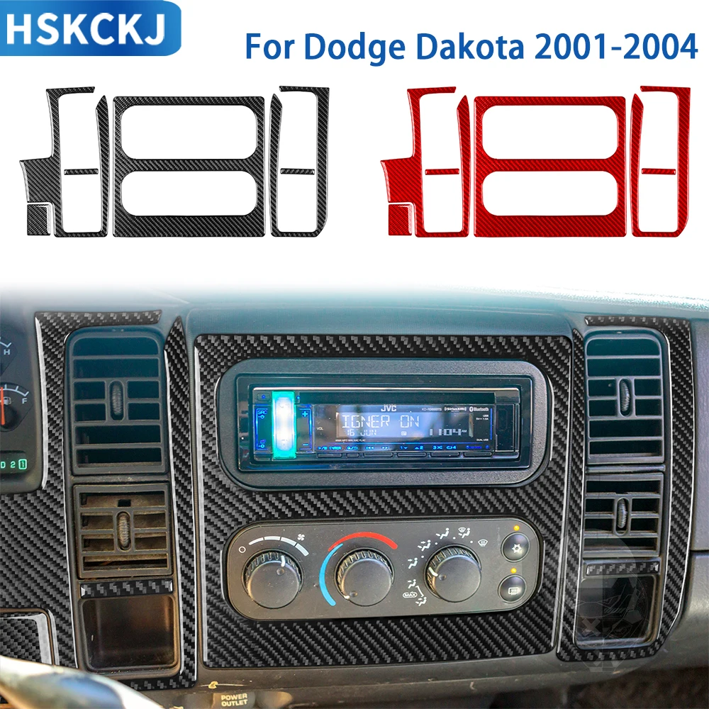 

For Dodge Dakota 2001-2004 Carbon Fiber Accessories Car Interior Center Dashboard Air Vents Panel Trim Sticker