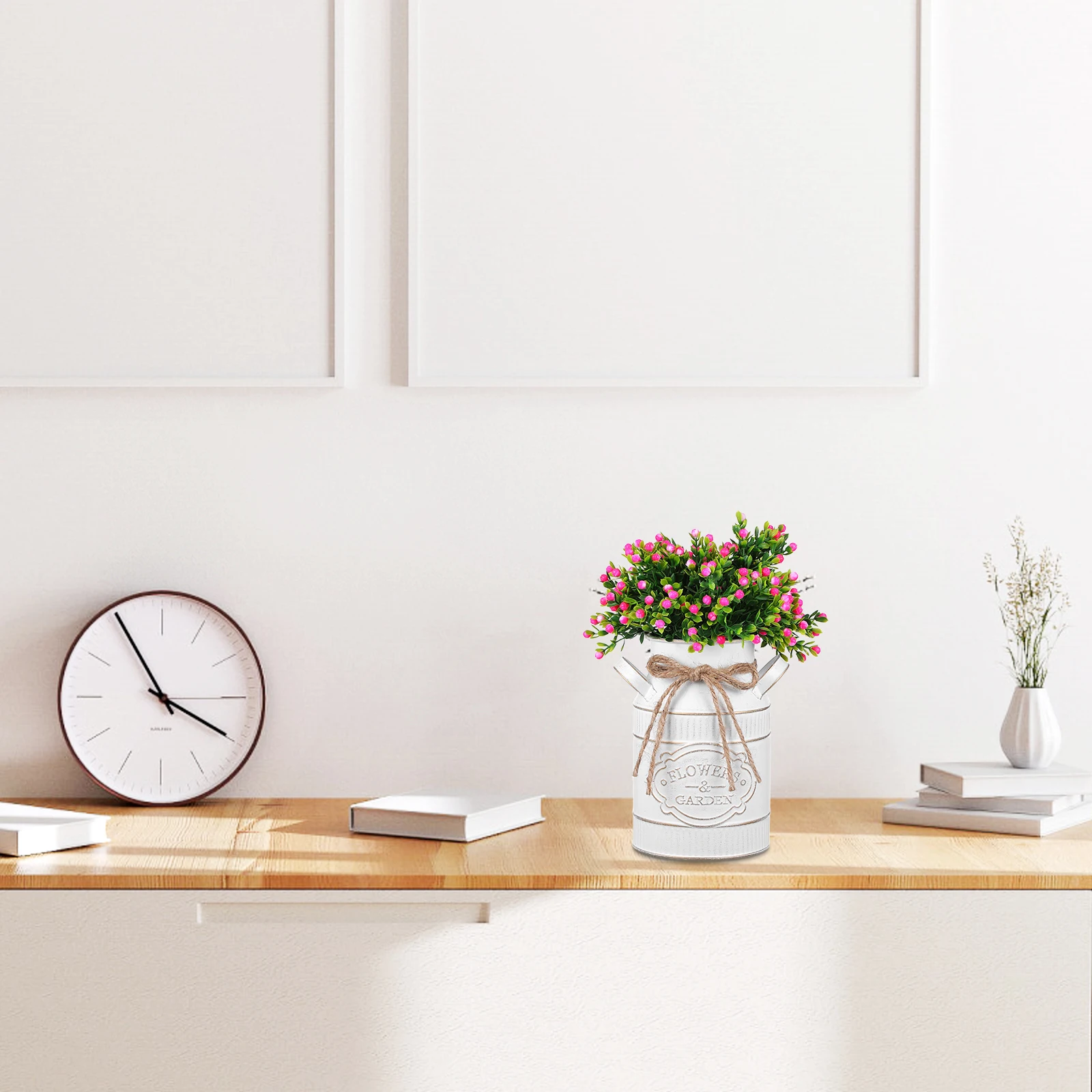 

Rustic Vase Galvanized Iron Dried Flower Holder Farmhouse Jug Vintage Metal Bucket Floral Arrangement Home Decor