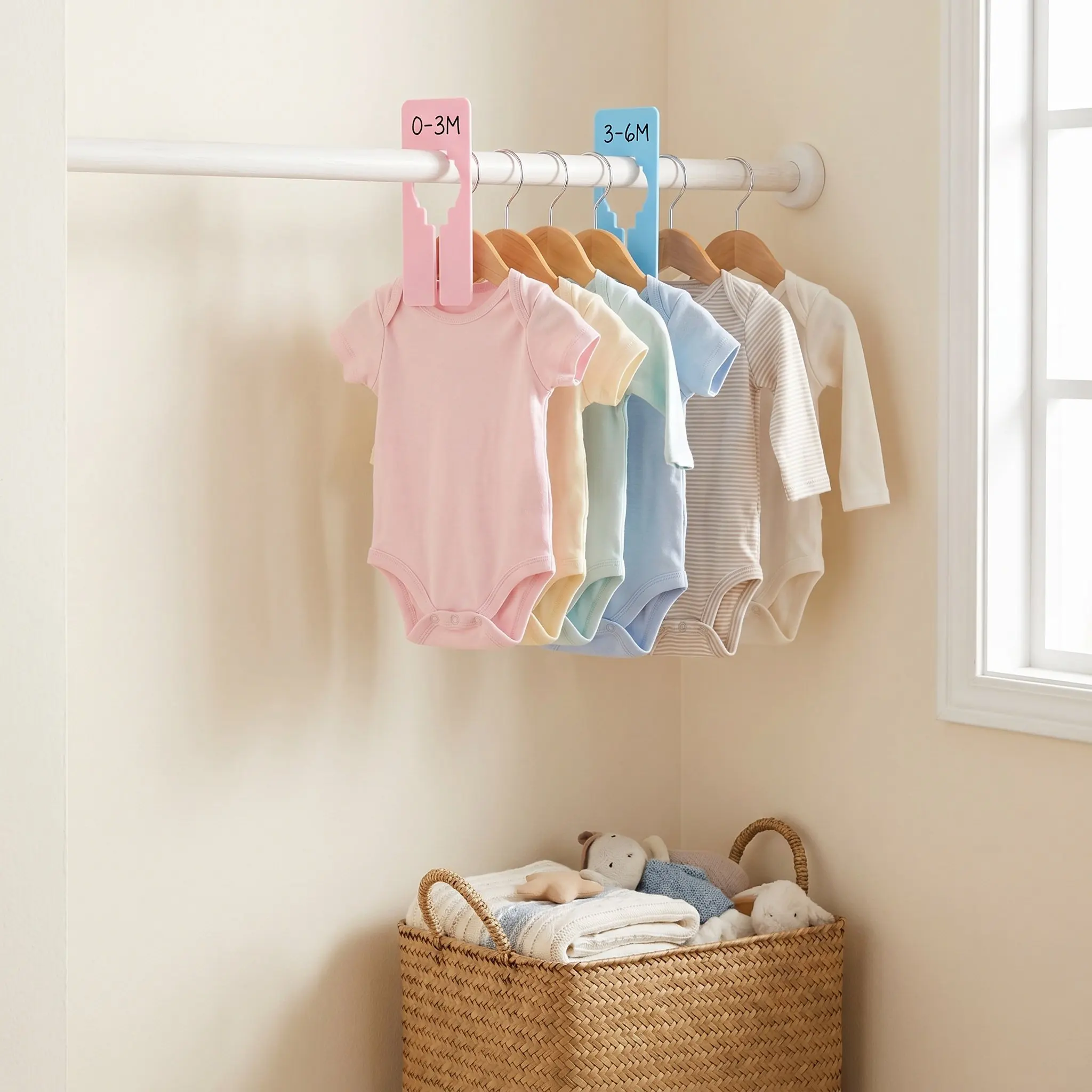 5Pcs Closet Rack Dividers Blank Colorful Rectangular Writable Reusable Size Separators Closet Organizer for Hanging Clothes