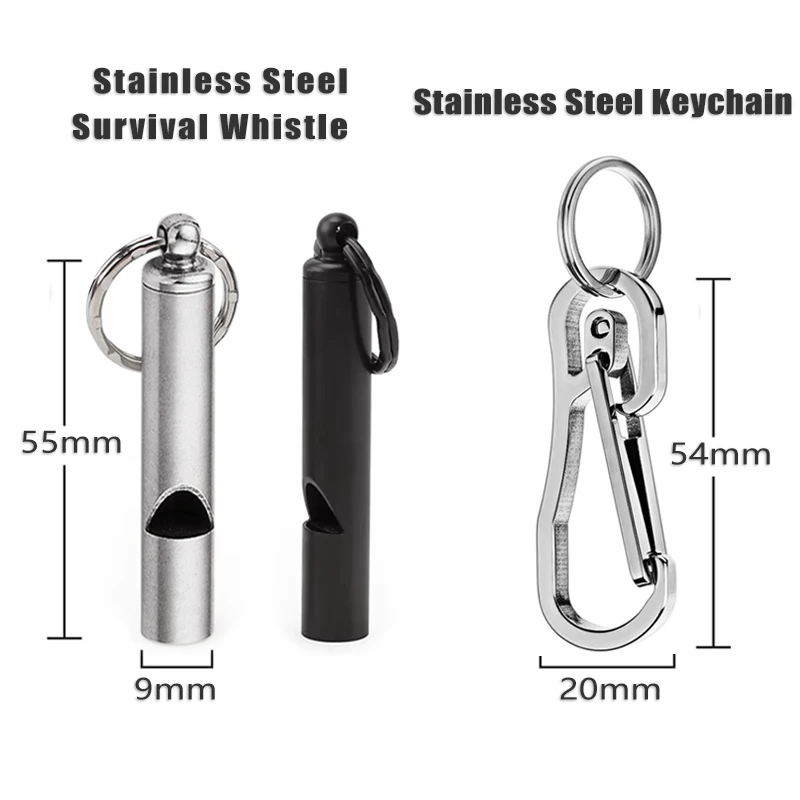 Hoge kwaliteit roestvrijstalen noodfluit Ultralicht veiligheidsfluitje Sleutelhanger Outdoor Wandelen Camping Survival Supplies