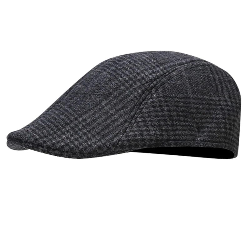 Britischer Stil Herbst Winter Warm Gentleman Baseballmütze Baskenmütze Newsboy Malerhut Karierte Wollmütze Unisex Cabbie Visor Flat Cap – Detail 18