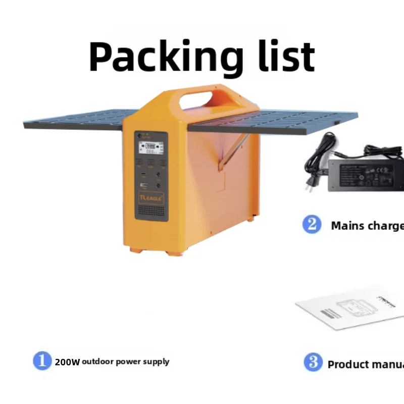 ポータブル200W電源、屋外緊急時、自動運転、キャンプ用、緊急照明付き