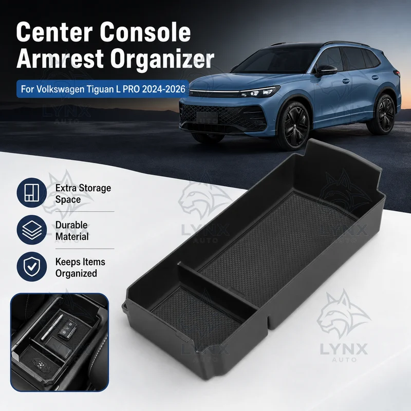 For Volkswagen Tiguan L PRO 2024-2026 Center Console Armrest Storage Box Car Accessories Modification Parts Upgrade
