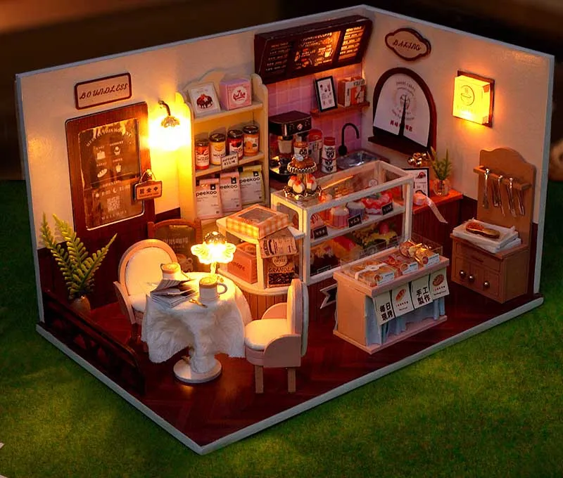 DIY Puppenhaus Holz-Miniatur-Set mit Möbelset Handgefertigtes Modell-Bausatz Spielzeug-Geschenkbox für Geburtstage – Detail 18